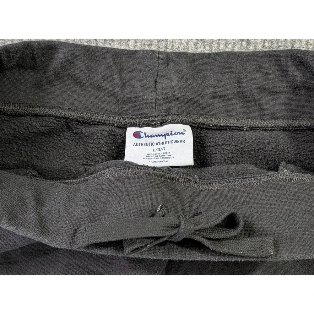 Champion Jogger Sweatpants Mens L Black Fleece Lined Drawstring Pockets‎ Active